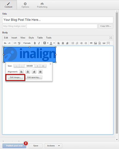 in hubspot, press edit image to change the alt tag